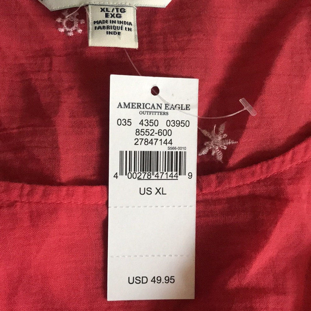 NWT American Eagle Outfitters embroidered tassel hem top size XL - Picture 5 of 10